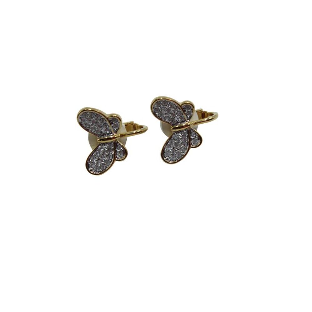 Swarovski Butterfly Clip-On Earrings in Gold Metal